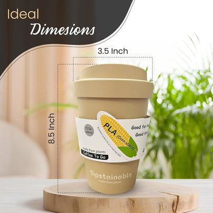 16oz Coffee Mug - Insulated Reusable Coffee Tumbler - On-The-Go Travel Mug - BPA-Free, Leakproof Lid, Stylish Coffee Cup - Lightweight & Durable Mug for Drinks (Beige)
