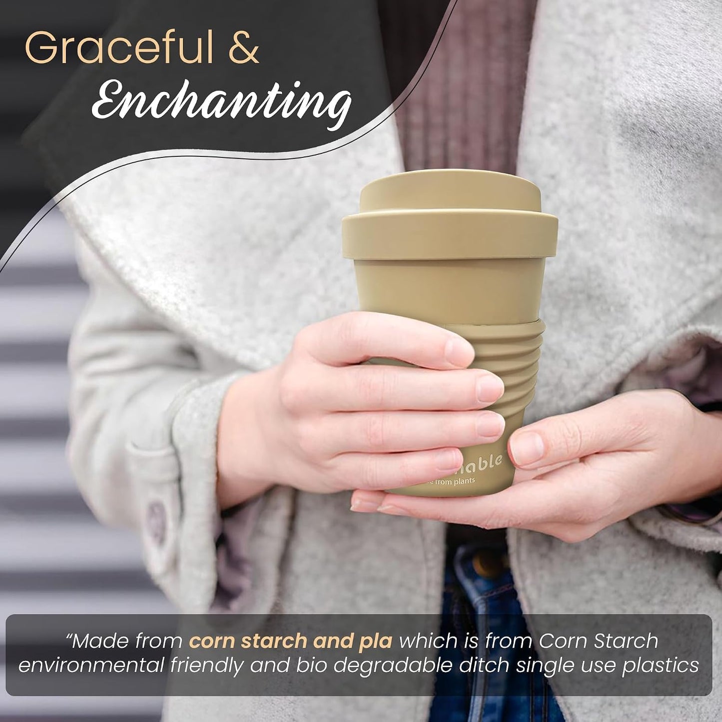 16oz Coffee Mug - Insulated Reusable Coffee Tumbler - On-The-Go Travel Mug - BPA-Free, Leakproof Lid, Stylish Coffee Cup - Lightweight & Durable Mug for Drinks (Beige)