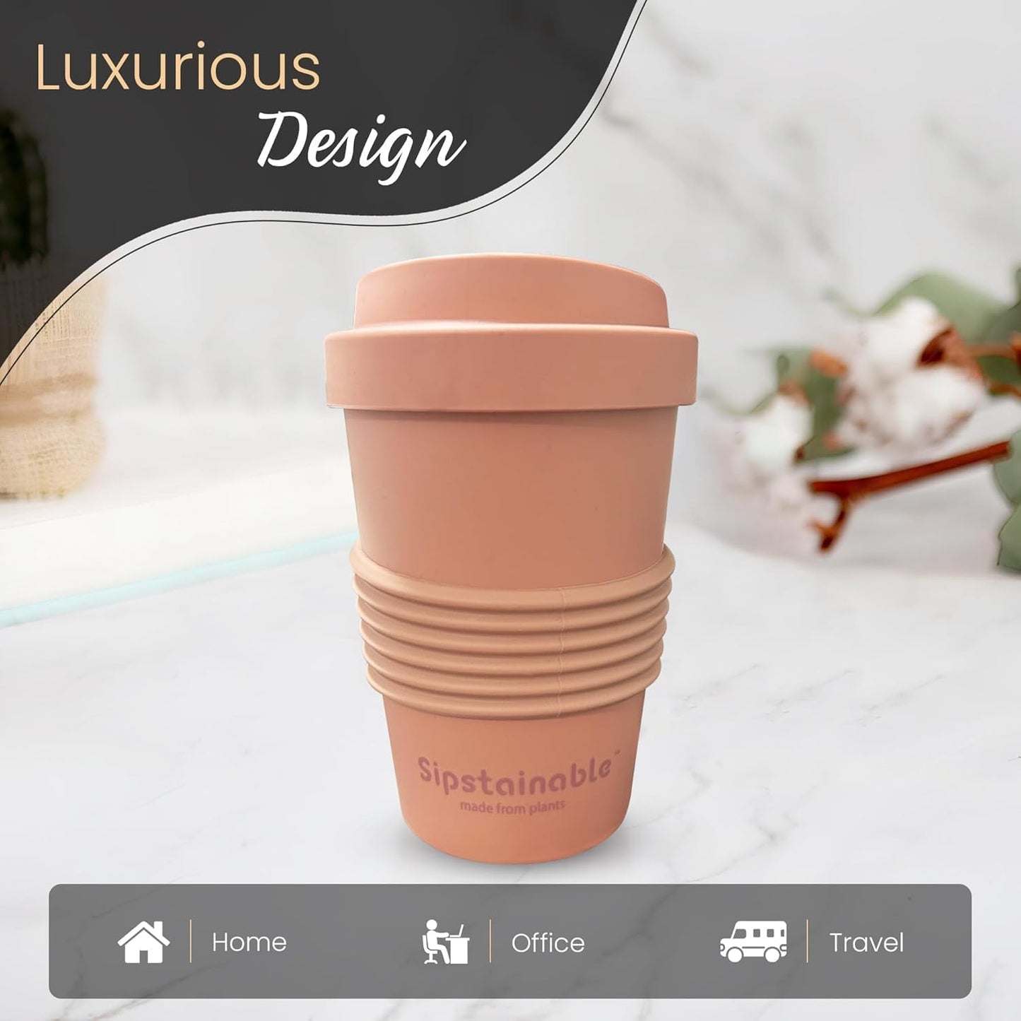 16oz Coffee Mug - Insulated Reusable Coffee Tumbler - On-The-Go Travel Mug - BPA-Free, Leakproof Lid, Stylish Coffee Cup - Lightweight & Durable Mug for Drinks (Beige)