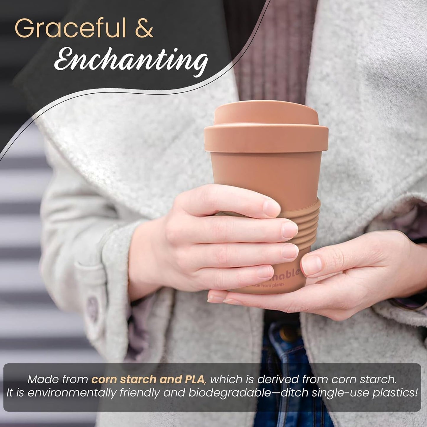 16oz Coffee Mug - Insulated Reusable Coffee Tumbler - On-The-Go Travel Mug - BPA-Free, Leakproof Lid, Stylish Coffee Cup - Lightweight & Durable Mug for Drinks (Beige)