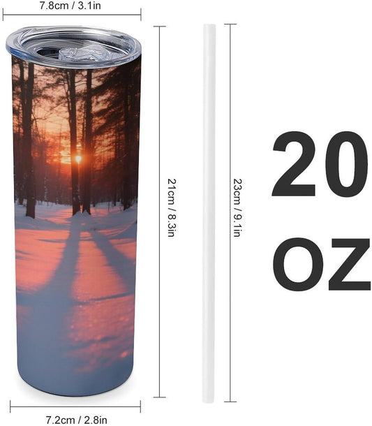 Dusk Car Cup 20 Oz, Travel Coffee Tumbler - Leakproof Insulated,Reusable Water Bottle with Lid And Straw