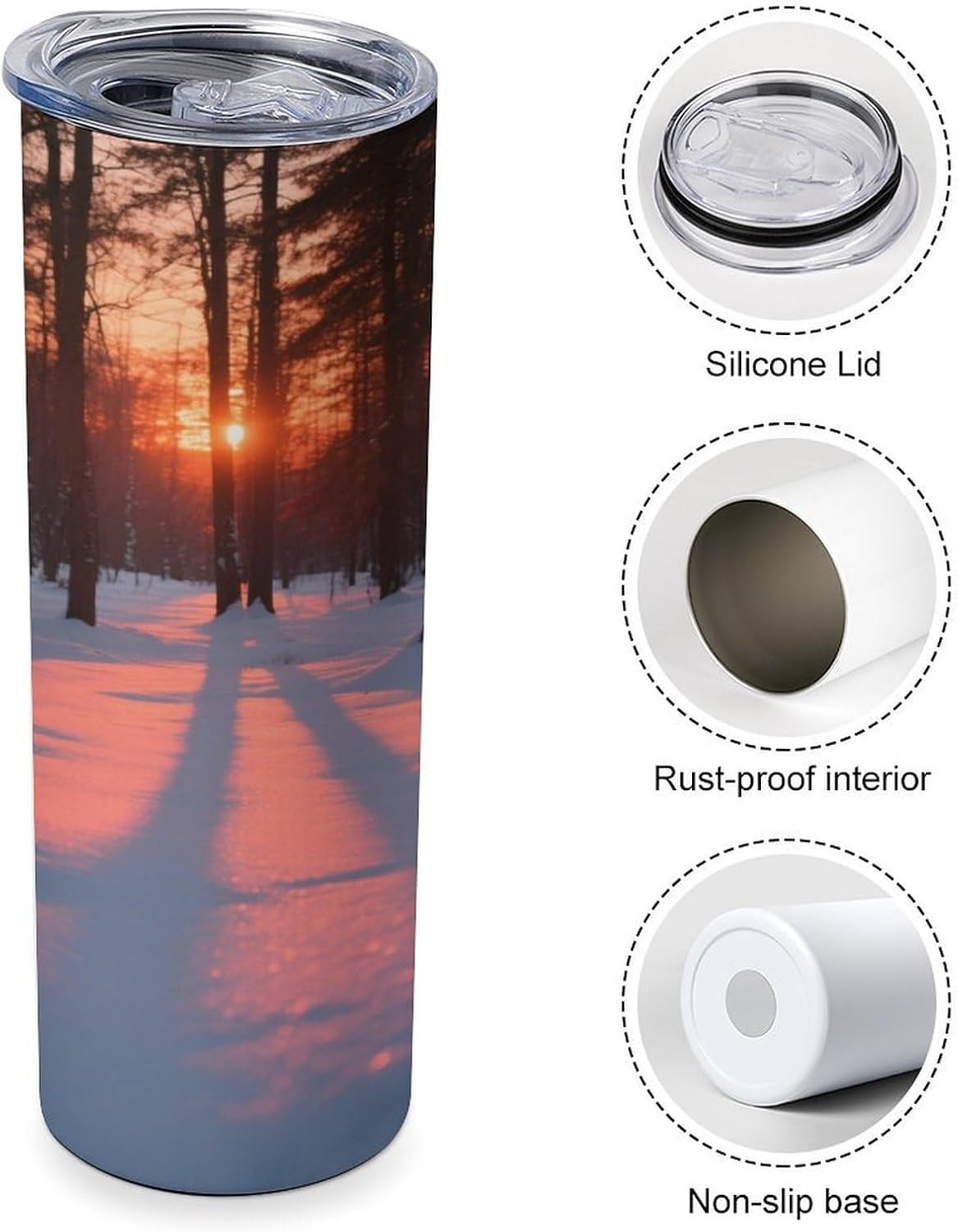 Dusk Car Cup 20 Oz, Travel Coffee Tumbler - Leakproof Insulated,Reusable Water Bottle with Lid And Straw