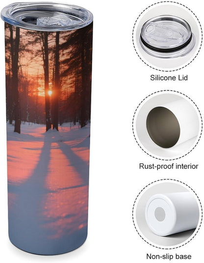 Dusk Car Cup 20 Oz, Travel Coffee Tumbler - Leakproof Insulated,Reusable Water Bottle with Lid And Straw