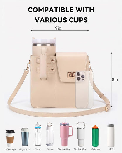 Stanley Cup Purse Crossbody Bag for 40oz Tumbler with Handle, Water Bottle Purse Pocket Adjustable Strap
