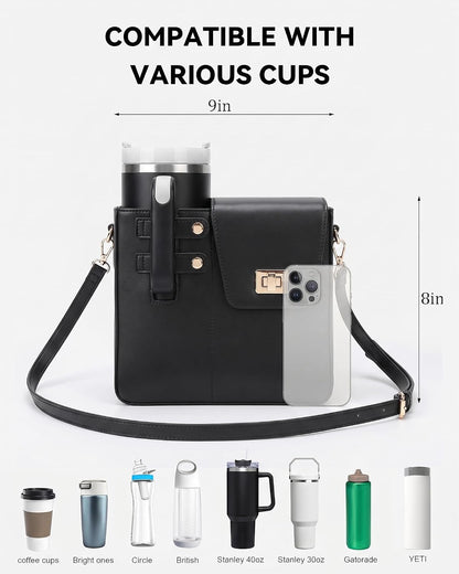 Stanley Cup Purse Crossbody Bag for 40oz Tumbler with Handle, Water Bottle Purse Pocket Adjustable Strap