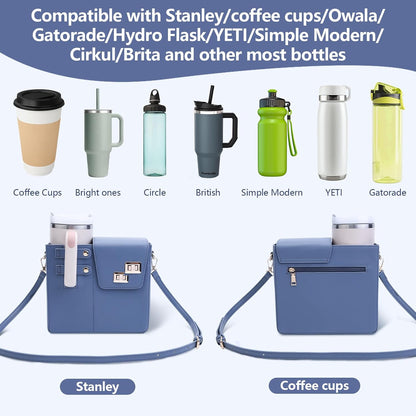 Stanley Cup Purse Crossbody Bag for 40oz Tumbler with Handle, Water Bottle Purse Pocket Adjustable Strap