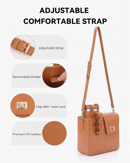 Stanley Cup Purse Crossbody Bag for 40oz Tumbler with Handle, Water Bottle Purse Pocket Adjustable Strap