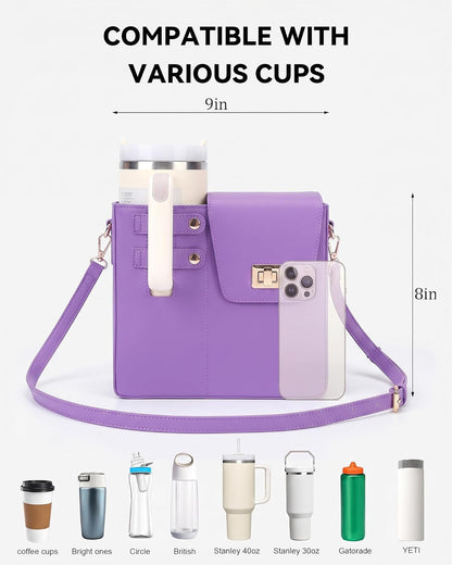 Stanley Cup Purse Crossbody Bag for 40oz Tumbler with Handle, Water Bottle Purse Pocket Adjustable Strap