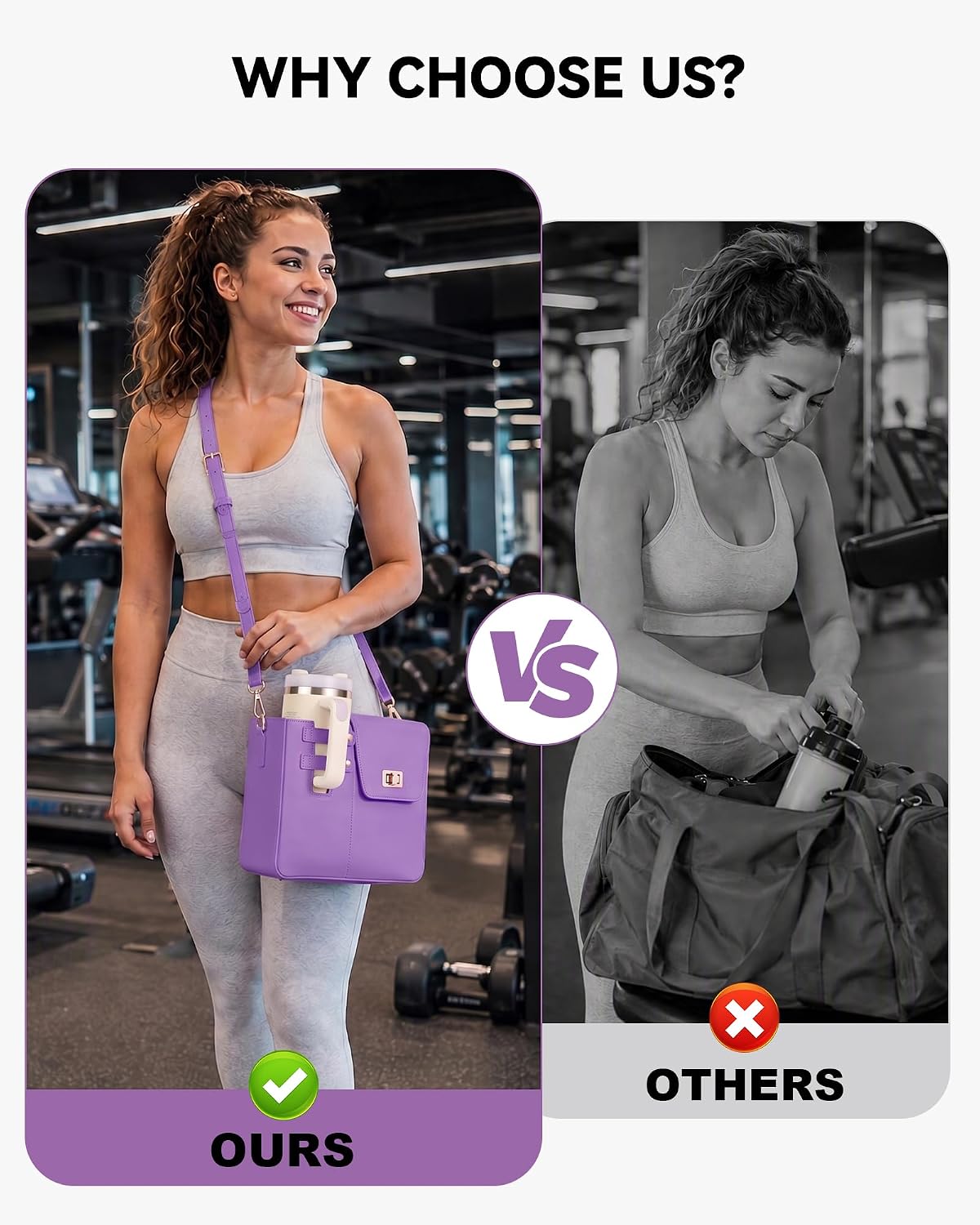 Stanley Cup Purse Crossbody Bag for 40oz Tumbler with Handle, Water Bottle Purse Pocket Adjustable Strap