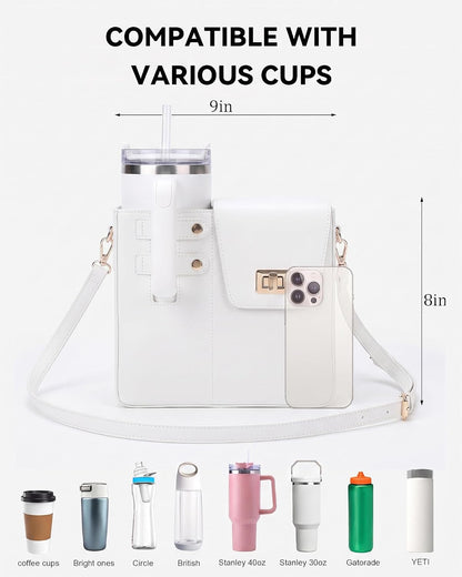 Stanley Cup Purse Crossbody Bag for 40oz Tumbler with Handle, Water Bottle Purse Pocket Adjustable Strap