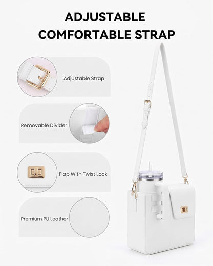 Stanley Cup Purse Crossbody Bag for 40oz Tumbler with Handle, Water Bottle Purse Pocket Adjustable Strap