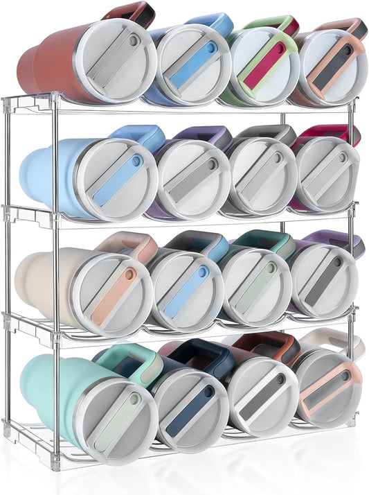 Stackable Water Bottle Organizer Large Compartment Water Bottle Holder