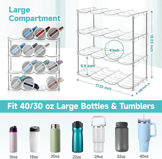 Stackable Water Bottle Organizer Large Compartment Water Bottle Holder
