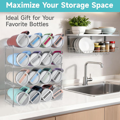 Stackable Water Bottle Organizer Large Compartment Water Bottle Holder