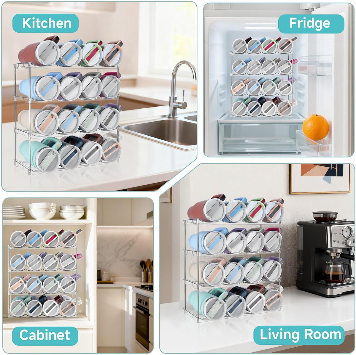 Stackable Water Bottle Organizer Large Compartment Water Bottle Holder