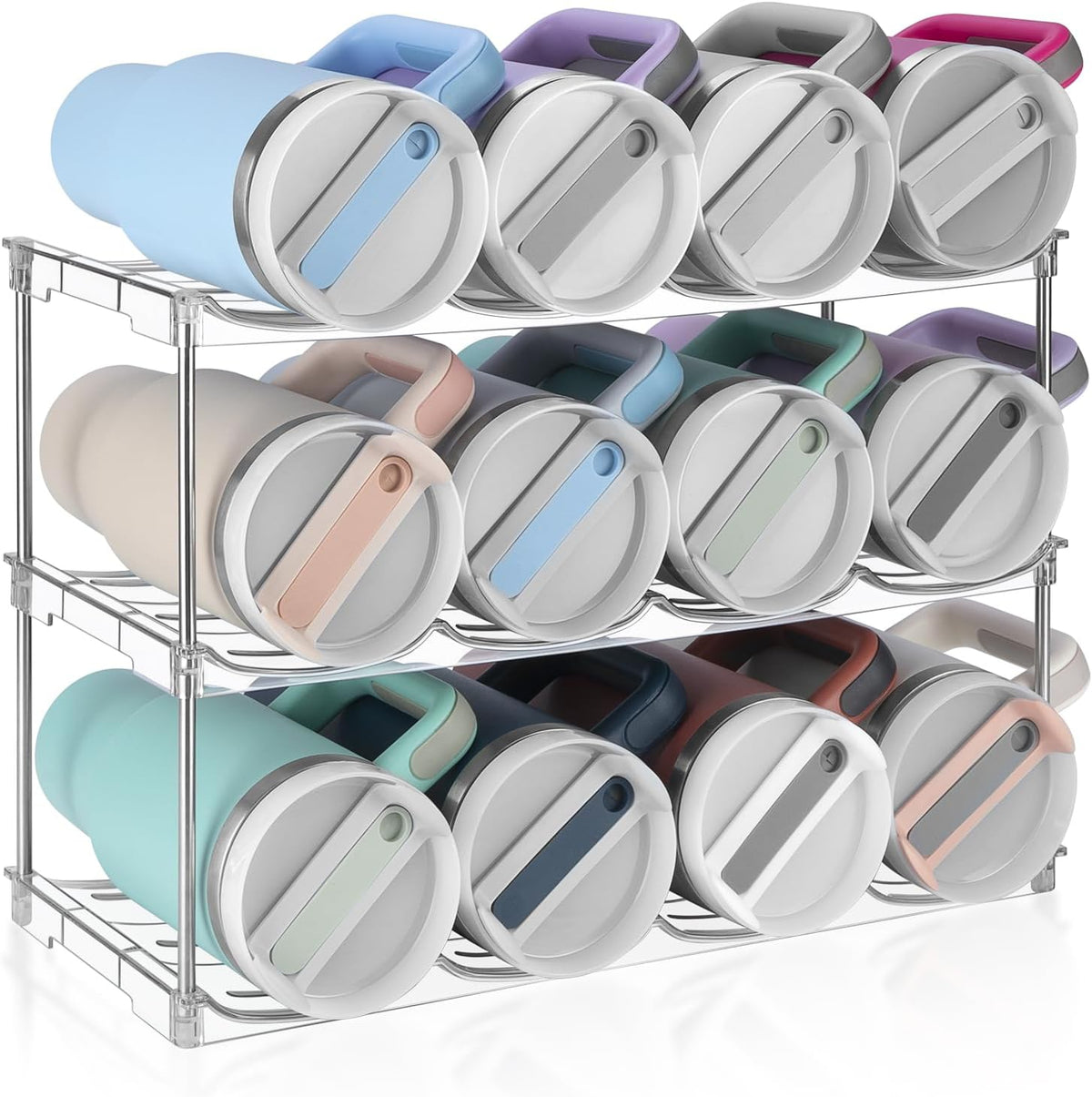 Stackable Water Bottle Organizer Large Compartment Water Bottle Holder