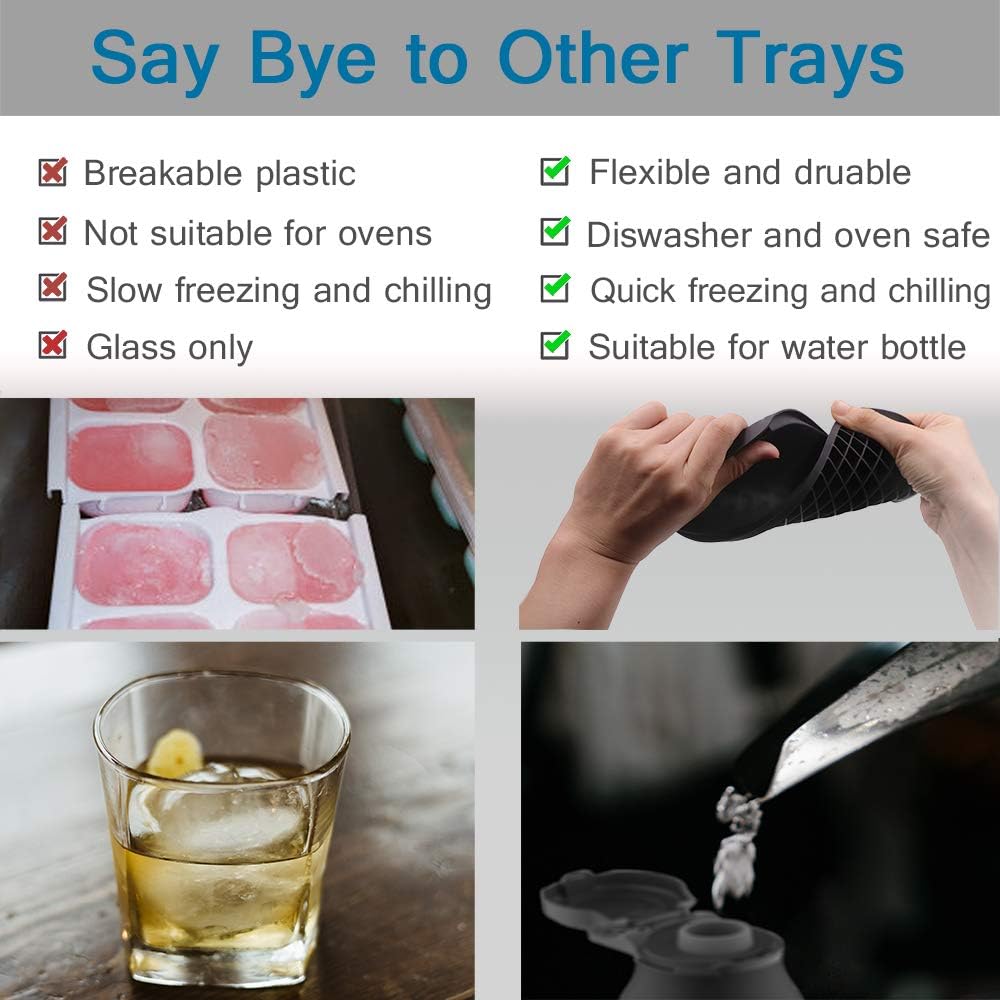 Silicone Mini Ice Cube Trays, 160 Crushed Ice Cube Molds Easy Release Small Ice Cube for Chilling Whiskey Cocktail, Kitchen Gadgets Stackable Ice Trays, Specialty Accessories Tool for Freezer