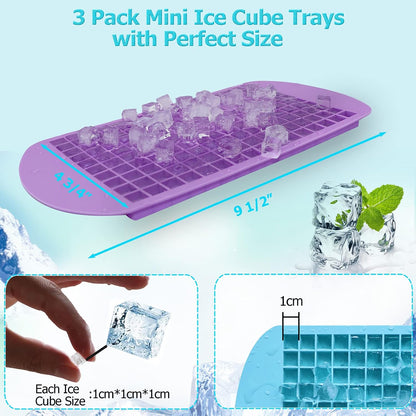 Silicone Mini Ice Cube Trays, 160 Crushed Ice Cube Molds Easy Release Small Ice Cube for Chilling Whiskey Cocktail, Kitchen Gadgets Stackable Ice Trays, Specialty Accessories Tool for Freezer