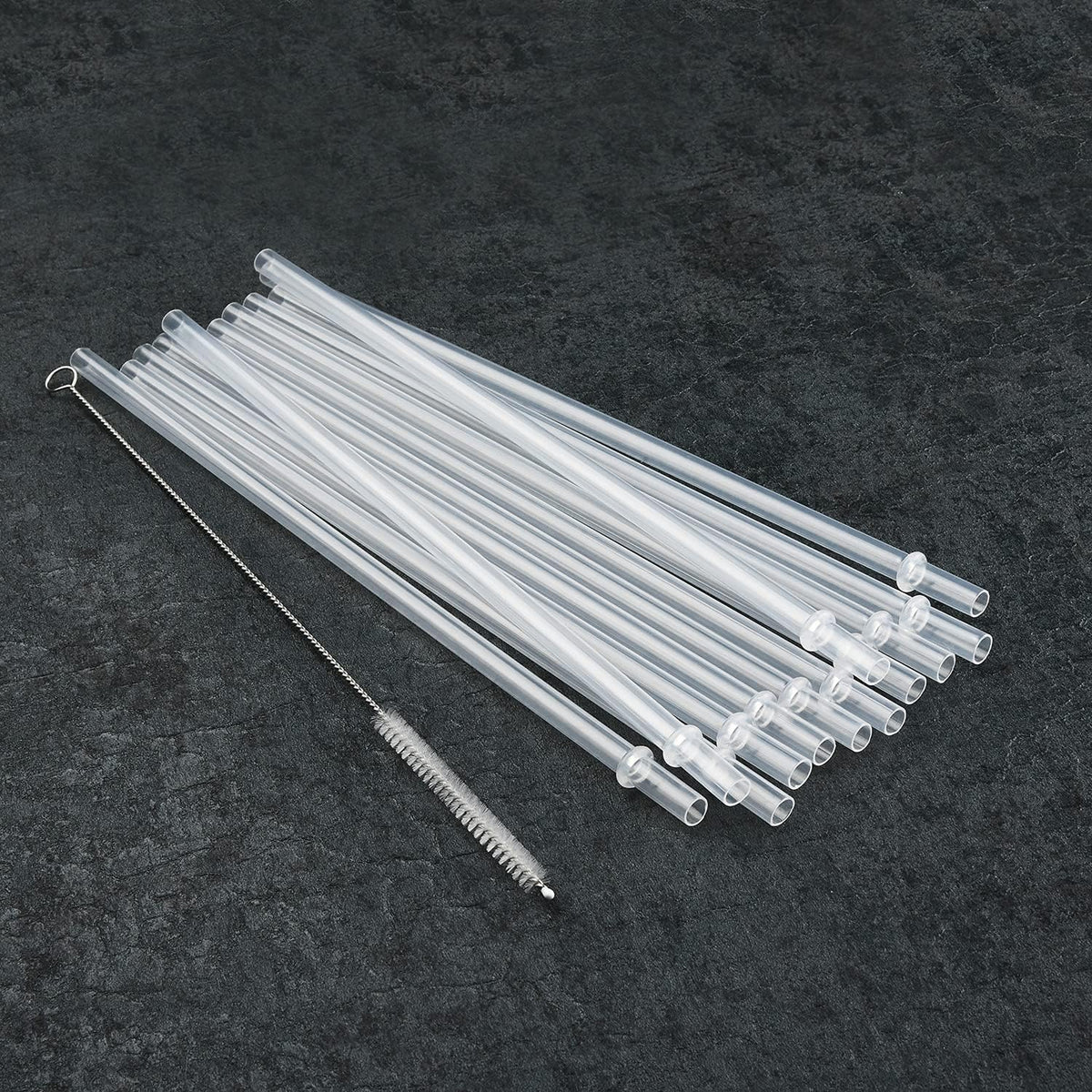 12-Pack Reusable Clear Plastic Straws, 10.5-inch Hard Tumbler Straws
