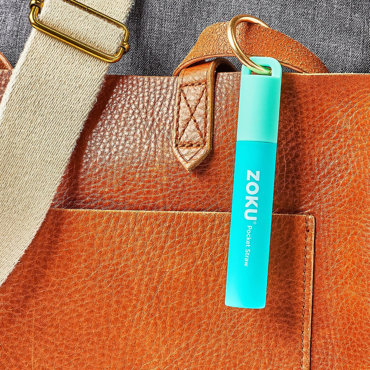 Reusable Metal Straw with Case, Collapsible Travel Straw - Teal