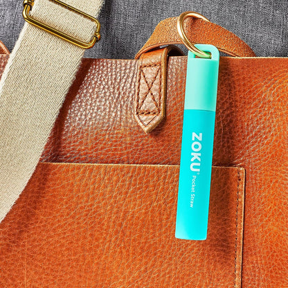 Reusable Metal Straw with Case, Collapsible Travel Straw - Teal