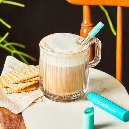 Reusable Metal Straw with Case, Collapsible Travel Straw - Teal