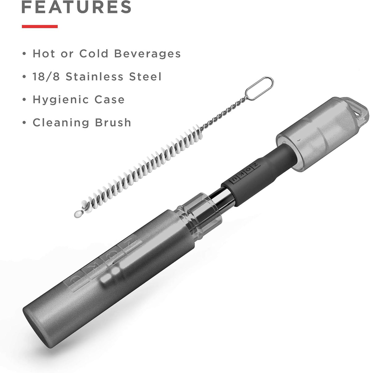 Reusable Metal Straw with Case, Collapsible Travel Straw - Teal