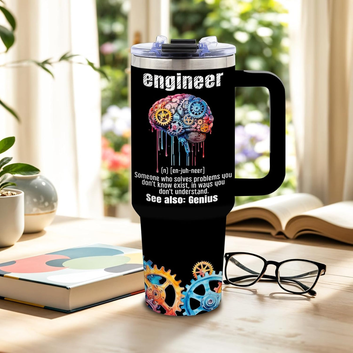 Funny Saying Tumbler 40oz, Insulated Motivational Gifts for Women Man | Minimalist Design Tumbler Leakproof, Depression Support Gift for Women Man, Fathers Day Birthday Gift for Coworker, 1 Pack
