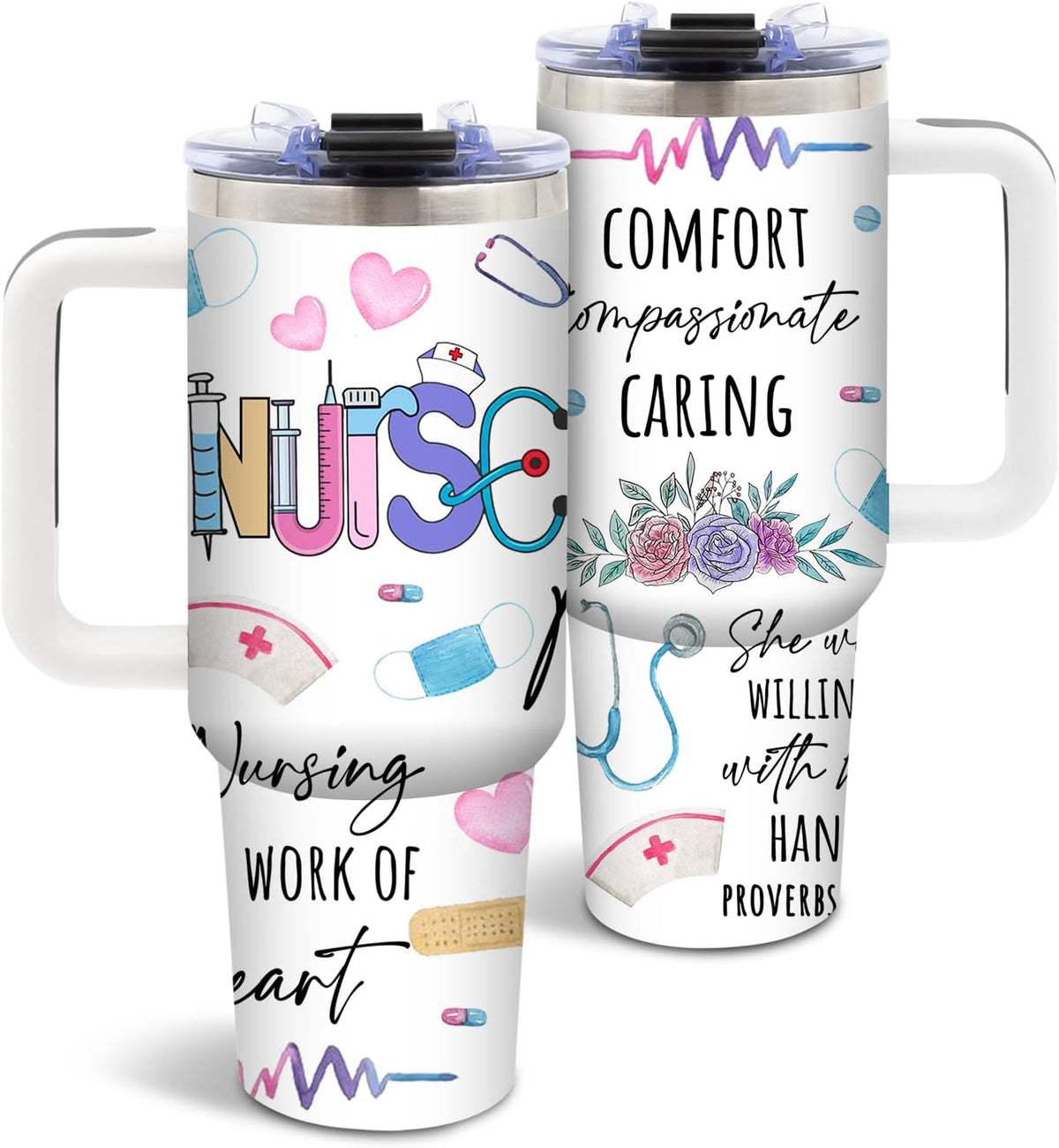 Funny Saying Tumbler 40oz, Insulated Motivational Gifts for Women Man | Minimalist Design Tumbler Leakproof, Depression Support Gift for Women Man, Fathers Day Birthday Gift for Coworker, 1 Pack