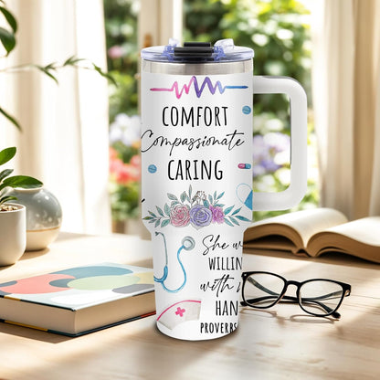 Funny Saying Tumbler 40oz, Insulated Motivational Gifts for Women Man | Minimalist Design Tumbler Leakproof, Depression Support Gift for Women Man, Fathers Day Birthday Gift for Coworker, 1 Pack
