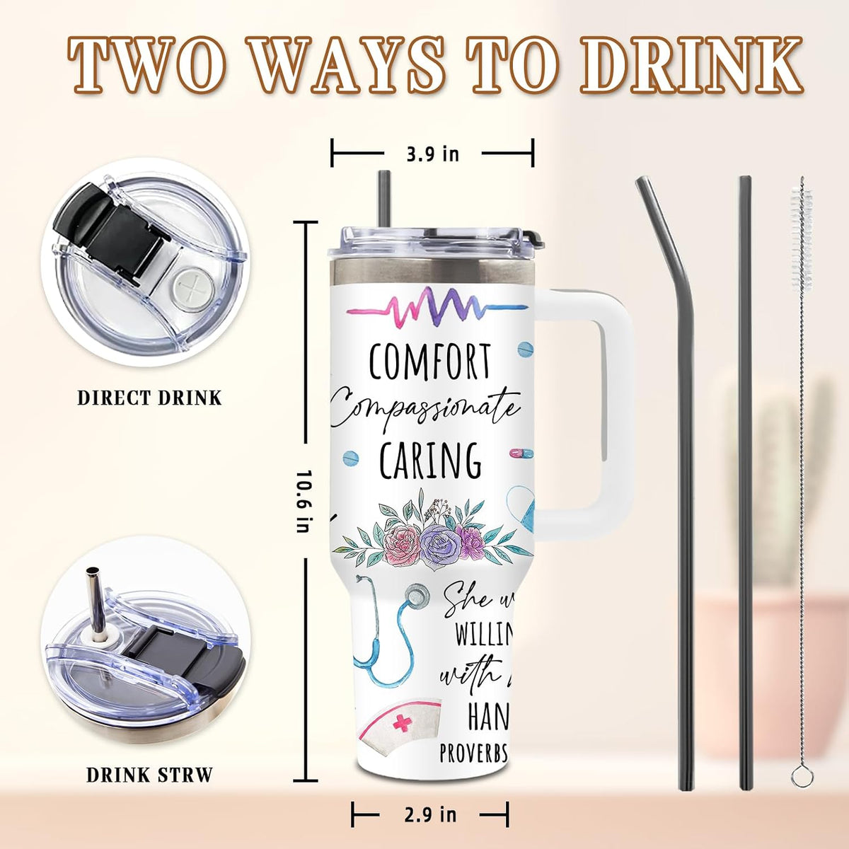 Funny Saying Tumbler 40oz, Insulated Motivational Gifts for Women Man | Minimalist Design Tumbler Leakproof, Depression Support Gift for Women Man, Fathers Day Birthday Gift for Coworker, 1 Pack