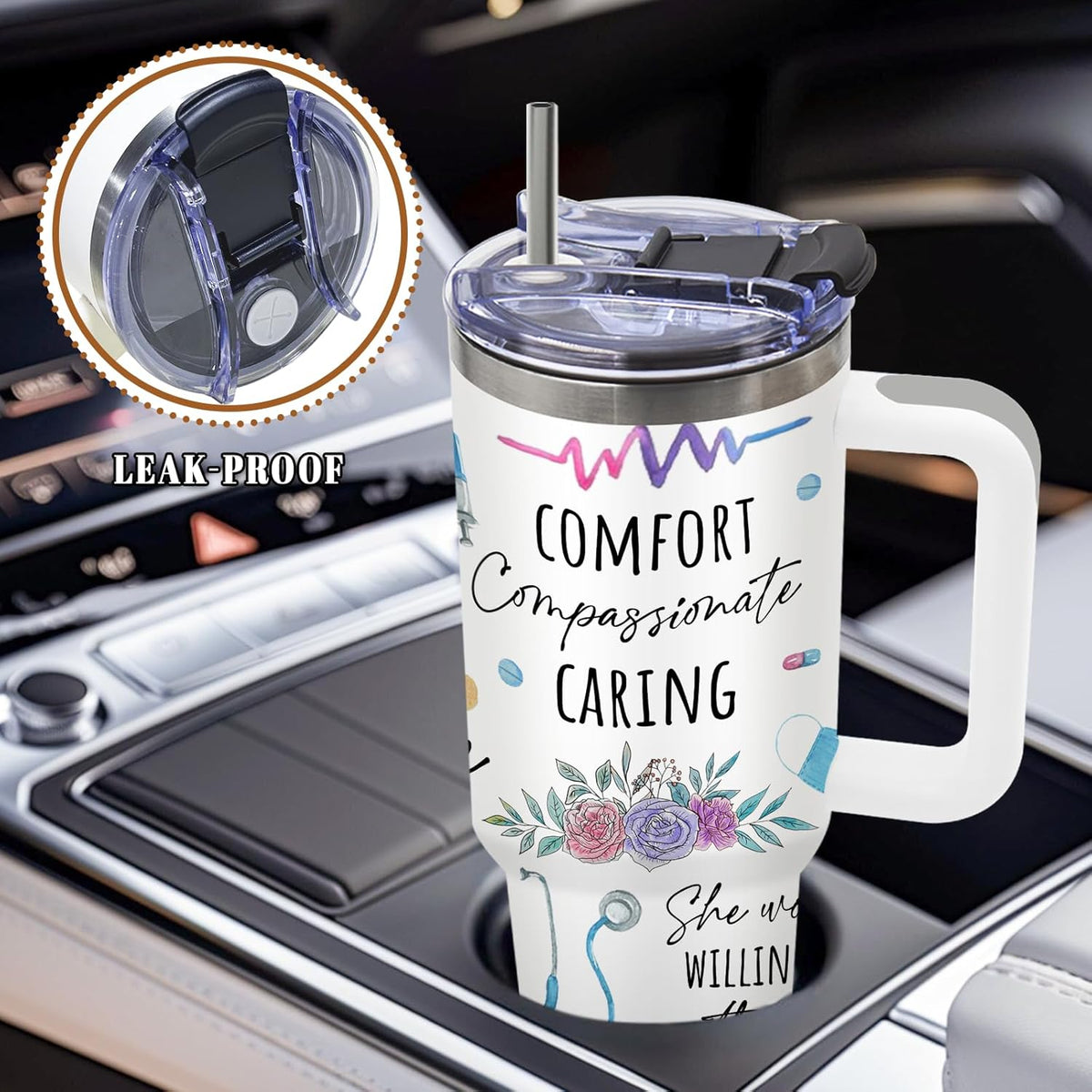 Funny Saying Tumbler 40oz, Insulated Motivational Gifts for Women Man | Minimalist Design Tumbler Leakproof, Depression Support Gift for Women Man, Fathers Day Birthday Gift for Coworker, 1 Pack
