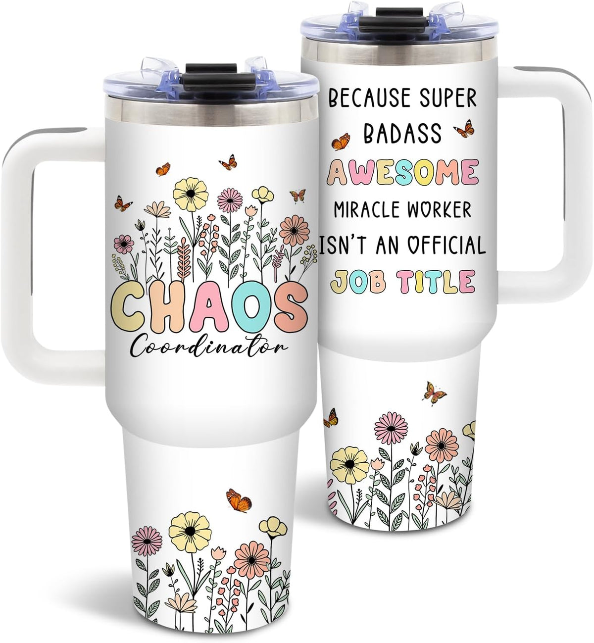 Funny Saying Tumbler 40oz, Insulated Motivational Gifts for Women Man | Minimalist Design Tumbler Leakproof, Depression Support Gift for Women Man, Fathers Day Birthday Gift for Coworker, 1 Pack