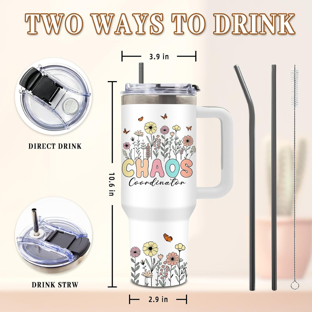 Funny Saying Tumbler 40oz, Insulated Motivational Gifts for Women Man | Minimalist Design Tumbler Leakproof, Depression Support Gift for Women Man, Fathers Day Birthday Gift for Coworker, 1 Pack