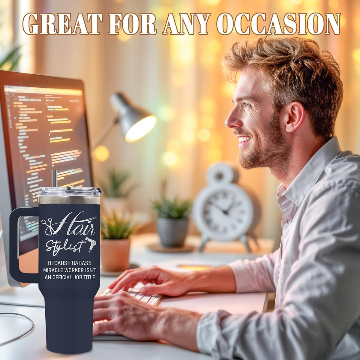 Funny Saying Tumbler 40oz, Insulated Motivational Gifts for Women Man | Minimalist Design Tumbler Leakproof, Depression Support Gift for Women Man, Fathers Day Birthday Gift for Coworker, 1 Pack