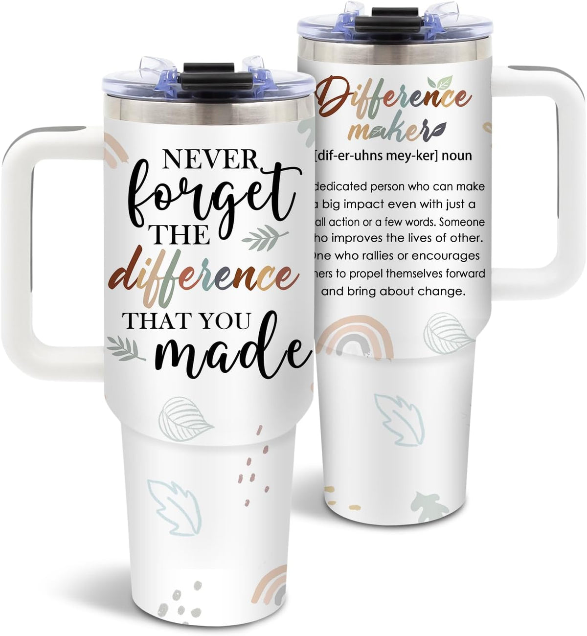 Funny Saying Tumbler 40oz, Insulated Motivational Gifts for Women Man | Minimalist Design Tumbler Leakproof, Depression Support Gift for Women Man, Fathers Day Birthday Gift for Coworker, 1 Pack