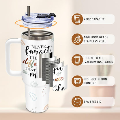 Funny Saying Tumbler 40oz, Insulated Motivational Gifts for Women Man | Minimalist Design Tumbler Leakproof, Depression Support Gift for Women Man, Fathers Day Birthday Gift for Coworker, 1 Pack