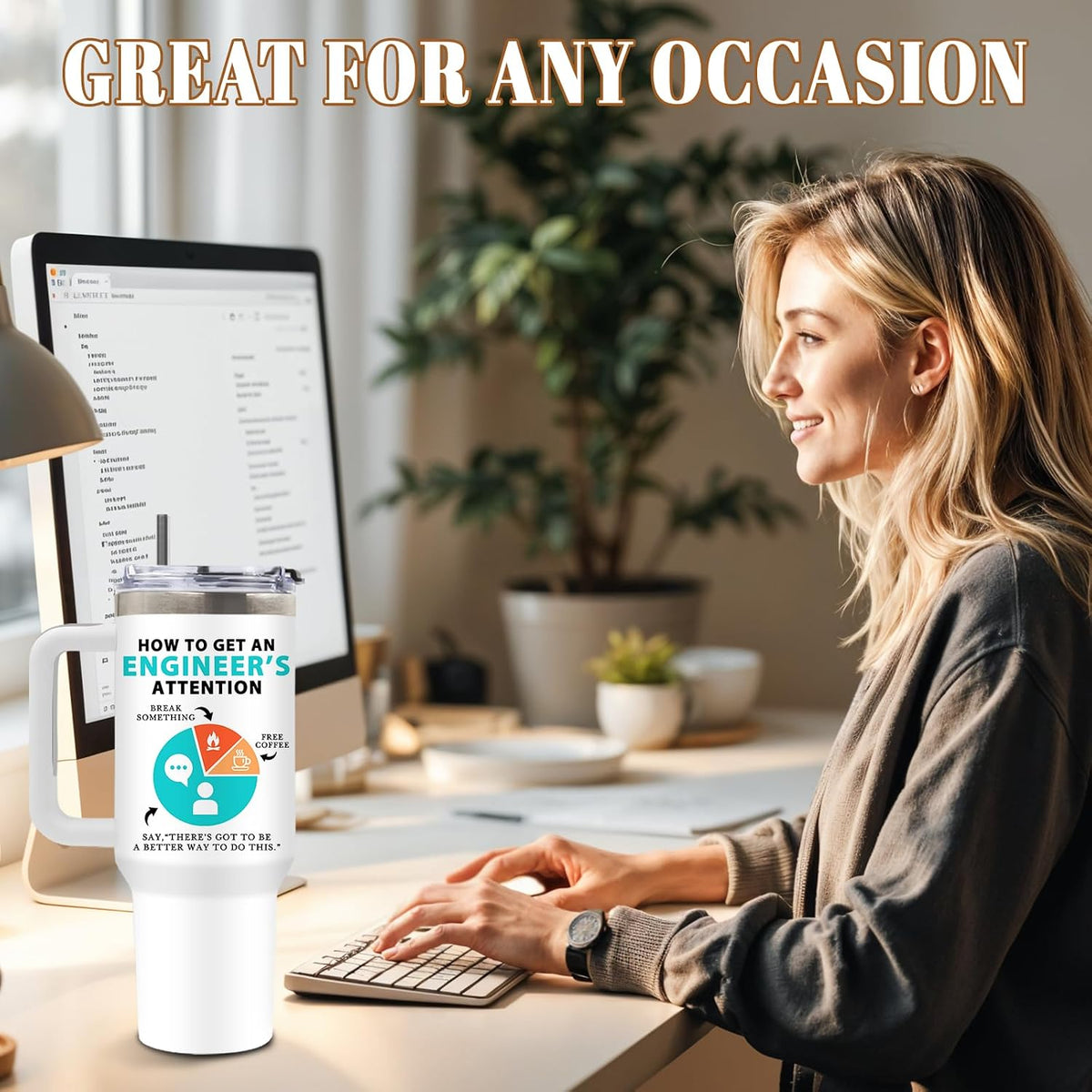 Funny Saying Tumbler 40oz, Insulated Motivational Gifts for Women Man | Minimalist Design Tumbler Leakproof, Depression Support Gift for Women Man, Fathers Day Birthday Gift for Coworker, 1 Pack