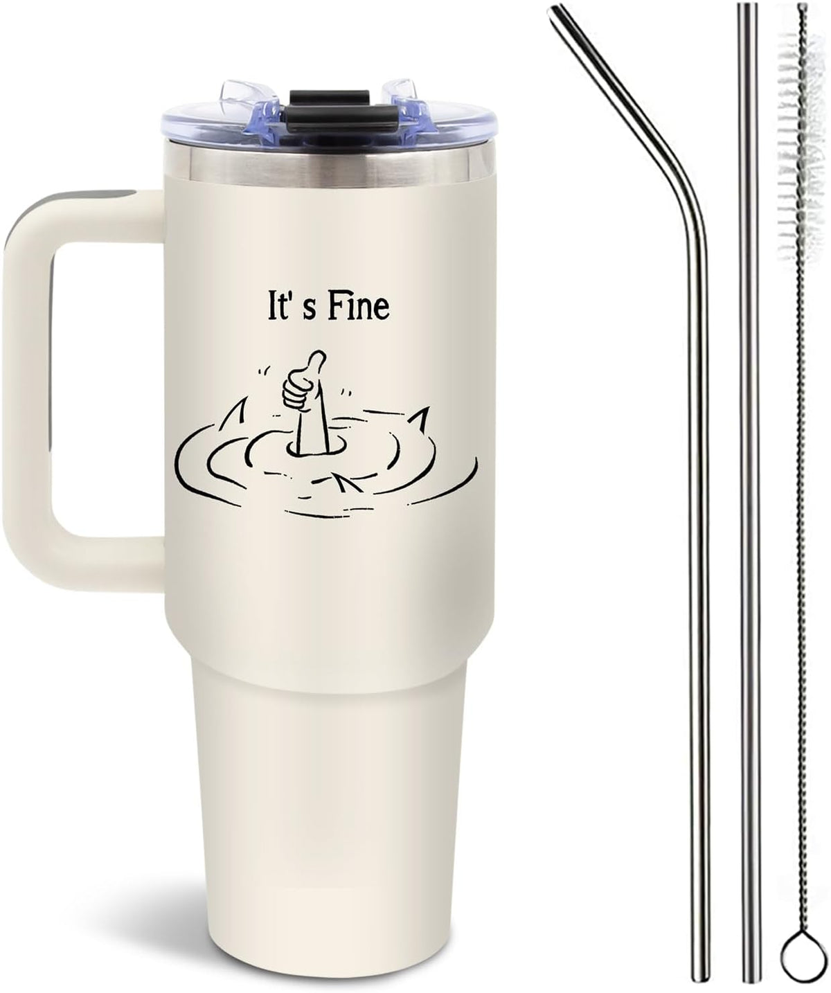 Funny Saying Tumbler 40oz, Insulated Motivational Gifts for Women Man | Minimalist Design Tumbler Leakproof, Depression Support Gift for Women Man, Fathers Day Birthday Gift for Coworker, 1 Pack
