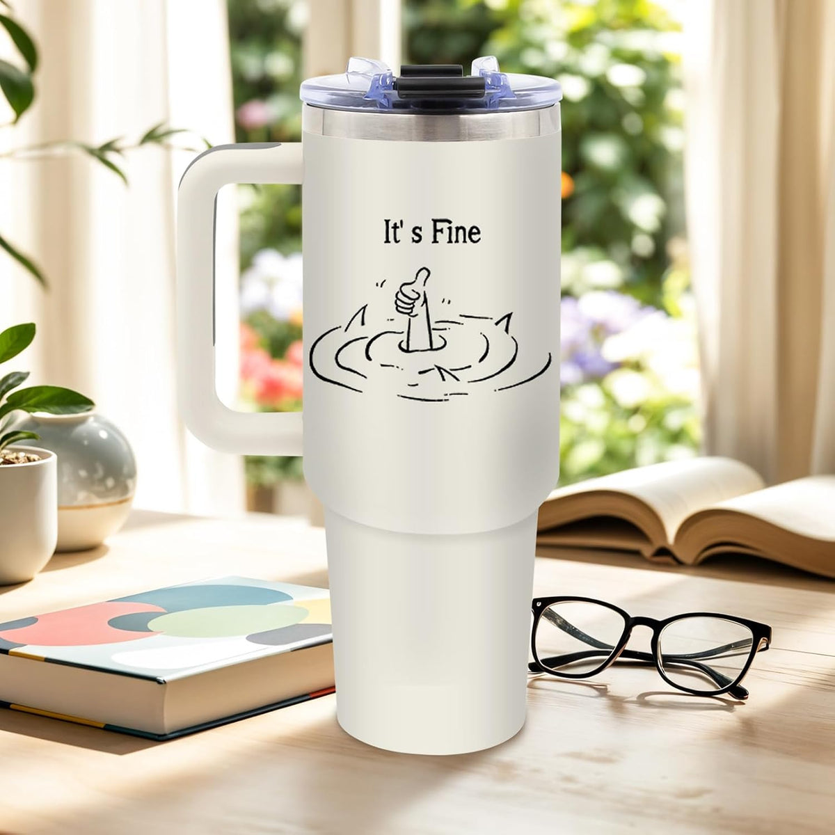 Funny Saying Tumbler 40oz, Insulated Motivational Gifts for Women Man | Minimalist Design Tumbler Leakproof, Depression Support Gift for Women Man, Fathers Day Birthday Gift for Coworker, 1 Pack