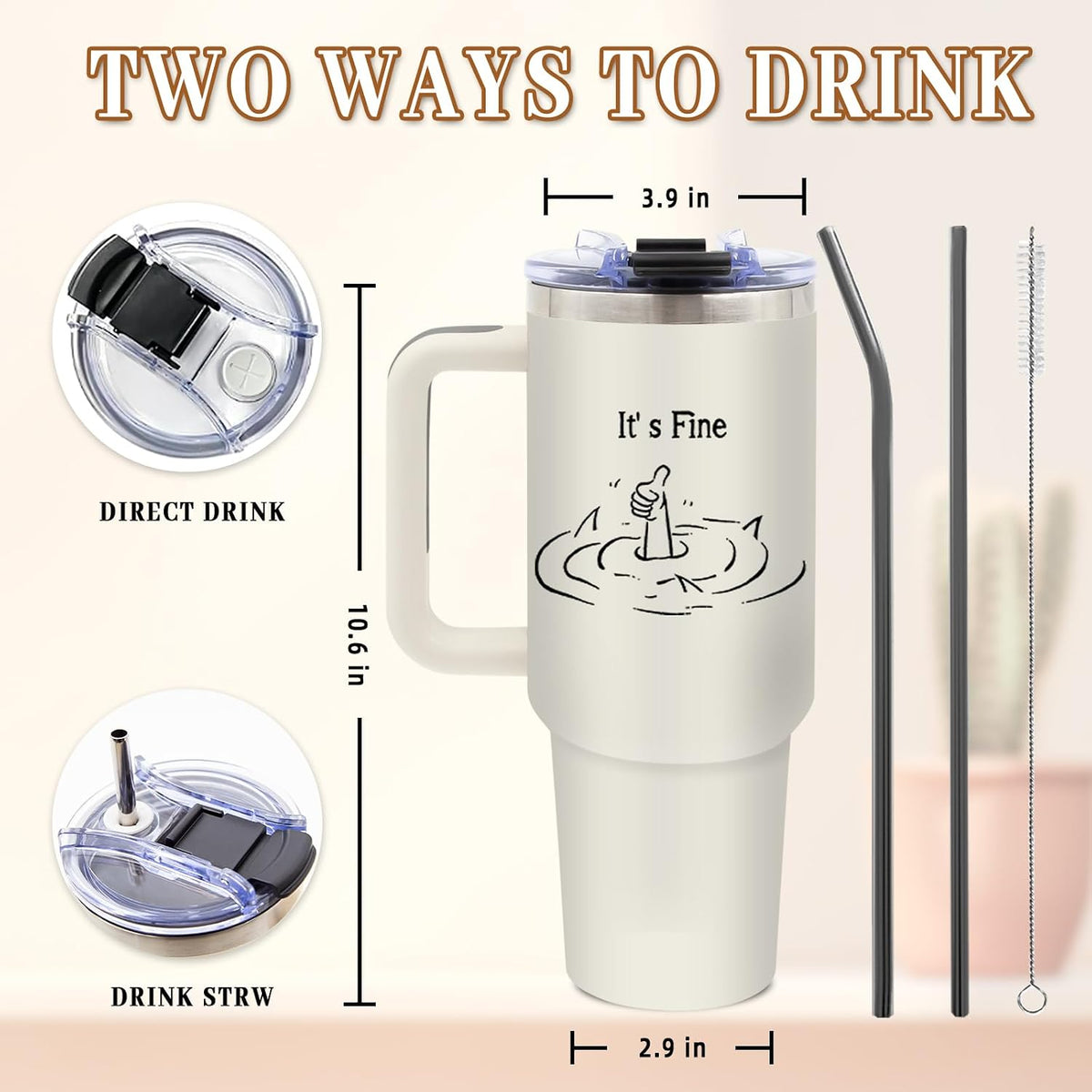 Funny Saying Tumbler 40oz, Insulated Motivational Gifts for Women Man | Minimalist Design Tumbler Leakproof, Depression Support Gift for Women Man, Fathers Day Birthday Gift for Coworker, 1 Pack
