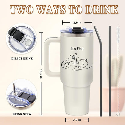 Funny Saying Tumbler 40oz, Insulated Motivational Gifts for Women Man | Minimalist Design Tumbler Leakproof, Depression Support Gift for Women Man, Fathers Day Birthday Gift for Coworker, 1 Pack