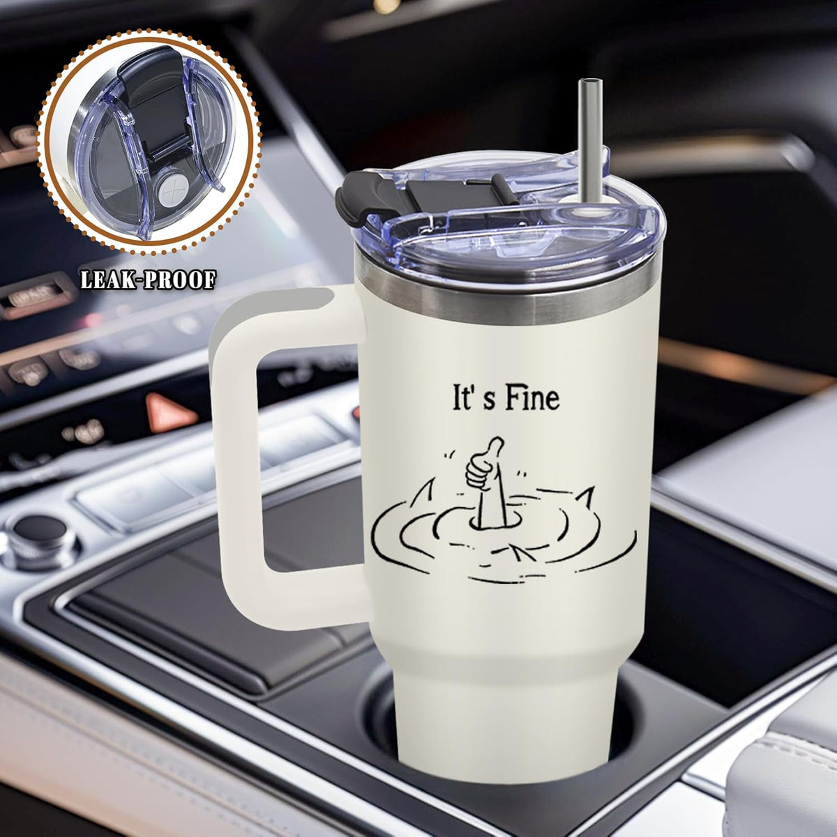 Funny Saying Tumbler 40oz, Insulated Motivational Gifts for Women Man | Minimalist Design Tumbler Leakproof, Depression Support Gift for Women Man, Fathers Day Birthday Gift for Coworker, 1 Pack
