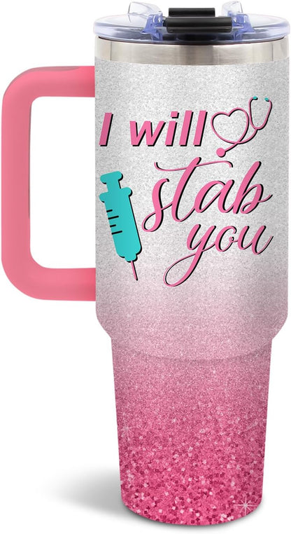 Funny Saying Tumbler 40oz, Insulated Motivational Gifts for Women Man | Minimalist Design Tumbler Leakproof, Depression Support Gift for Women Man, Fathers Day Birthday Gift for Coworker, 1 Pack