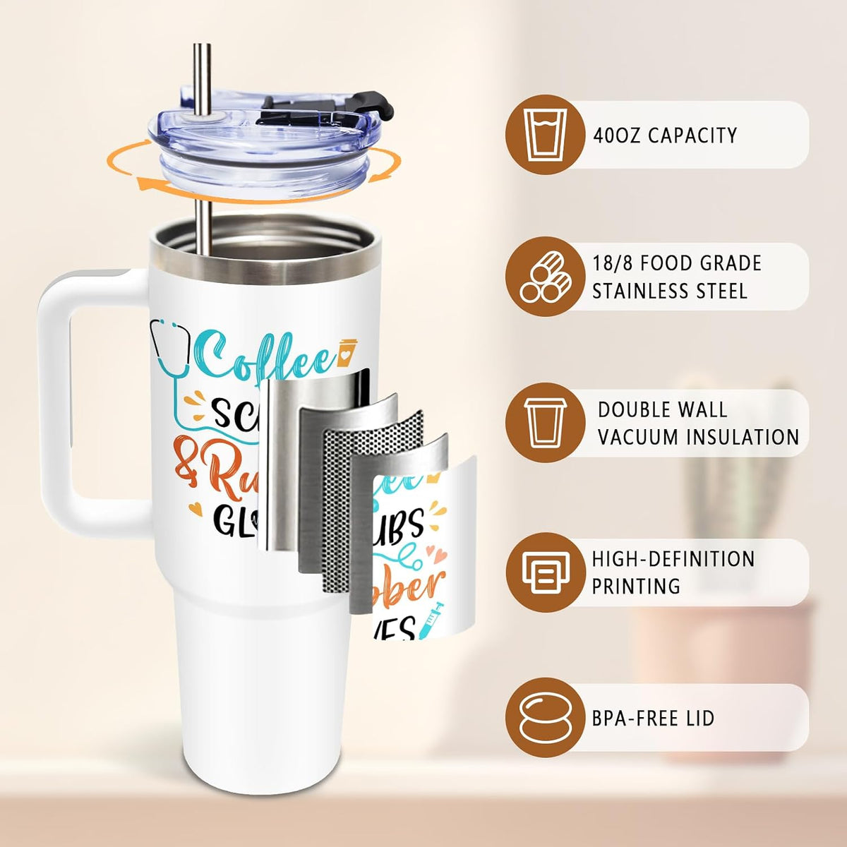 Funny Saying Tumbler 40oz, Insulated Motivational Gifts for Women Man | Minimalist Design Tumbler Leakproof, Depression Support Gift for Women Man, Fathers Day Birthday Gift for Coworker, 1 Pack