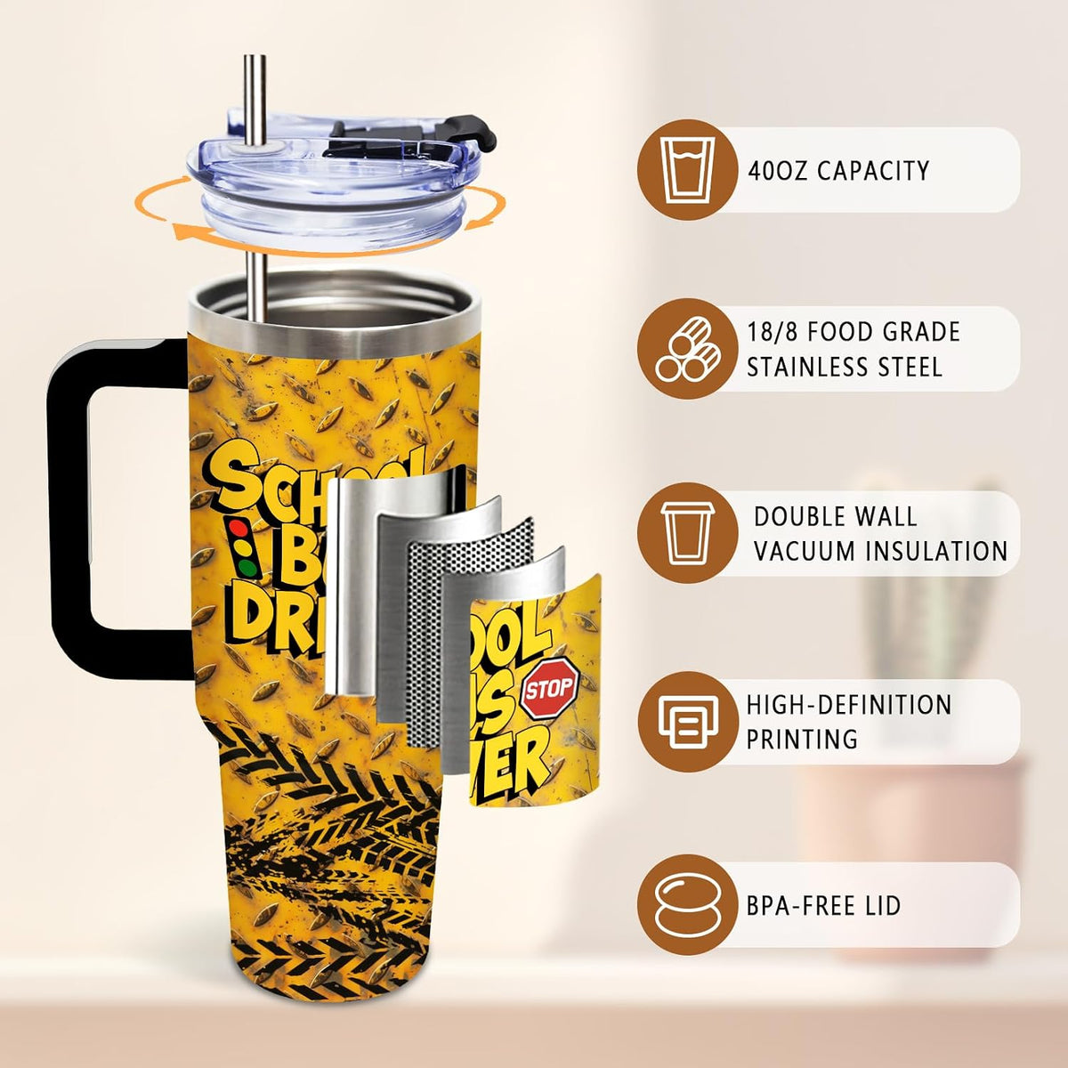 Funny Saying Tumbler 40oz, Insulated Motivational Gifts for Women Man | Minimalist Design Tumbler Leakproof, Depression Support Gift for Women Man, Fathers Day Birthday Gift for Coworker, 1 Pack