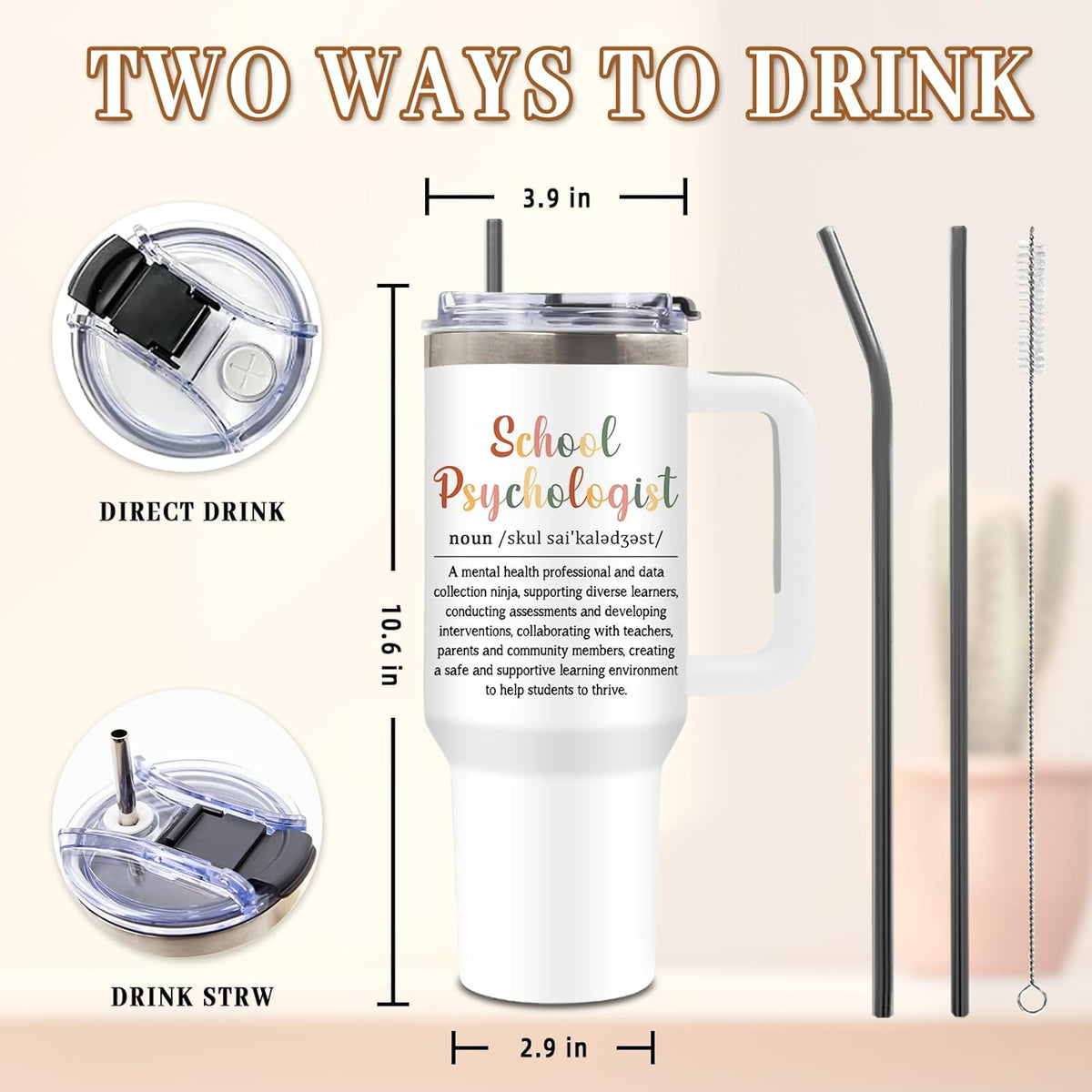 Funny Saying Tumbler 40oz, Insulated Motivational Gifts for Women Man | Minimalist Design Tumbler Leakproof, Depression Support Gift for Women Man, Fathers Day Birthday Gift for Coworker, 1 Pack