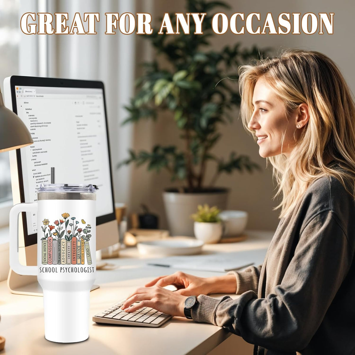 Funny Saying Tumbler 40oz, Insulated Motivational Gifts for Women Man | Minimalist Design Tumbler Leakproof, Depression Support Gift for Women Man, Fathers Day Birthday Gift for Coworker, 1 Pack