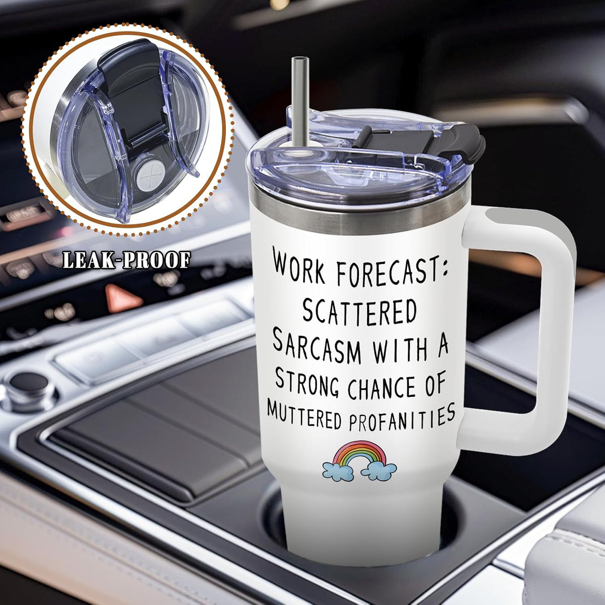 Funny Saying Tumbler 40oz, Insulated Motivational Gifts for Women Man | Minimalist Design Tumbler Leakproof, Depression Support Gift for Women Man, Fathers Day Birthday Gift for Coworker, 1 Pack