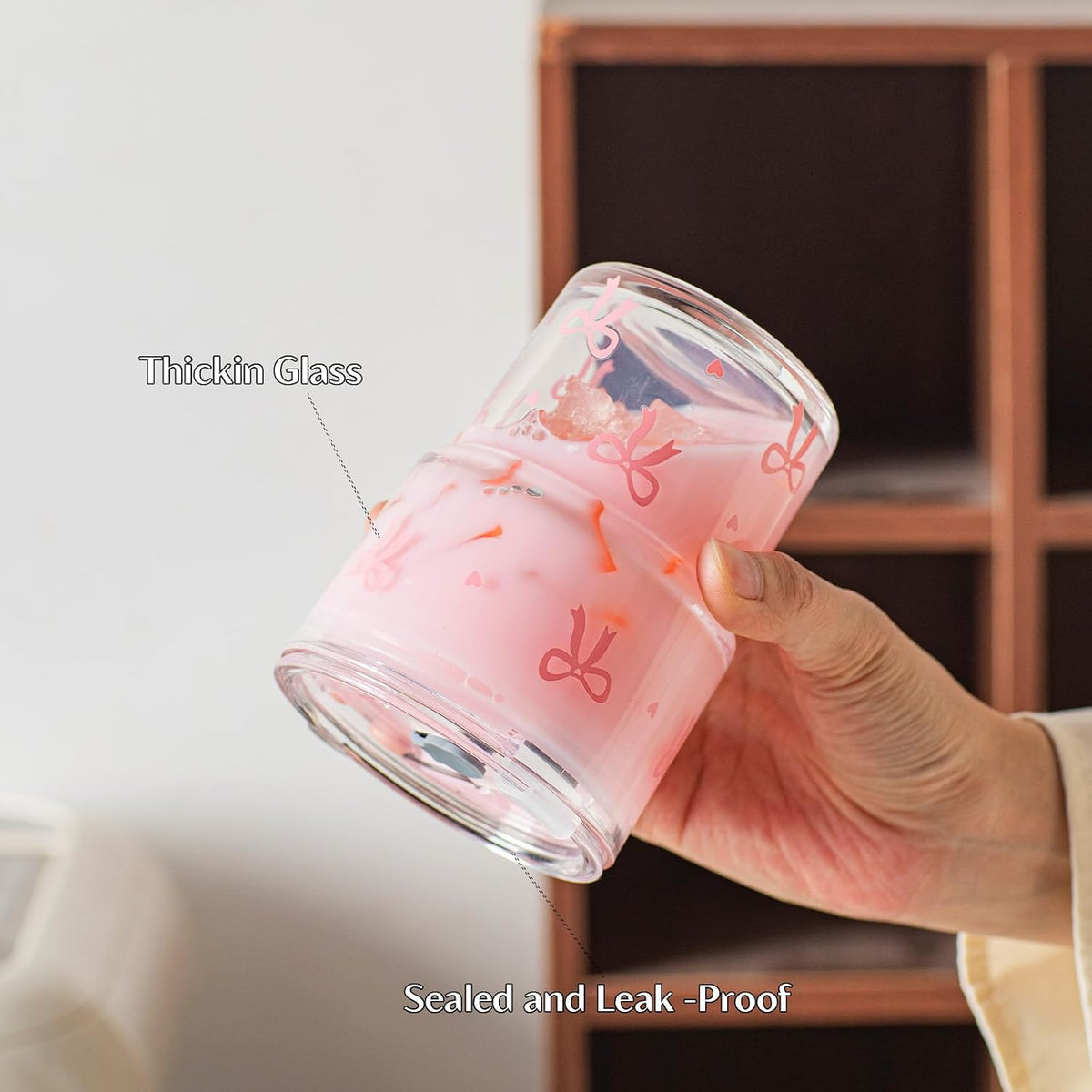 13 oz Iced Coffee Cups with Lids and Straw, Set of 2 Glass Tumbler